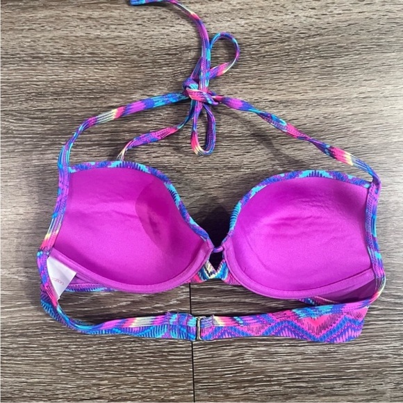 Target | Xhilaration | Neon Geometric Push-up Bikini Top Size Small - Picture 2 of 3
